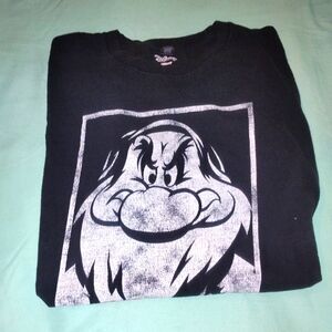 🖤🤍 EUC Mens Chargoal Gray Disney Grumpy Cartoon Short Sleeved Shirt 3X